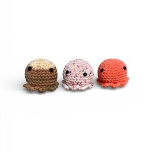 Handmade Crochet Octopus Set of 3 - Camo, Sprinkles, Peach